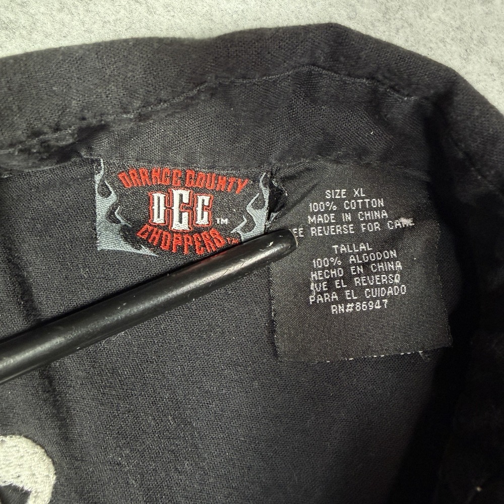 Vintage Orange County Choppers Mens XL Garage Shirt Black Button Up Bowler Biker - Picture 9 of 9